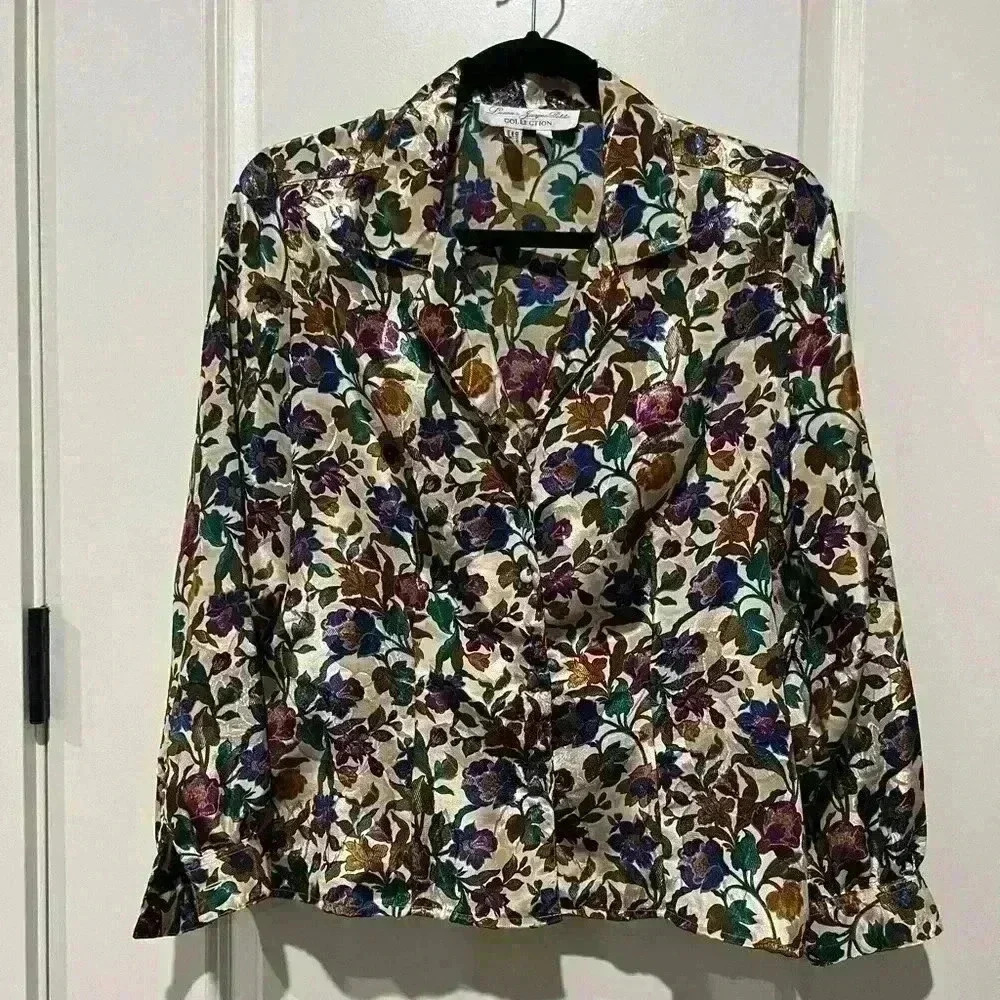 VINTAGE IRIDESCENT BUTTON-UP BLAZER JACKET BY LAURA & JAYNE PETITE SIZE 10